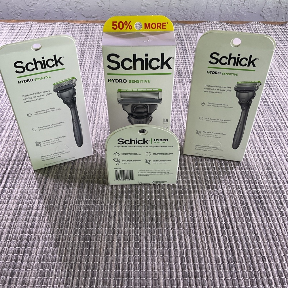 3x Schick Hydro SENSITIVE 5 Blade: Razor Handle +3 Cart Refill Plus 1x 6 Refill - Picture 2 of 5